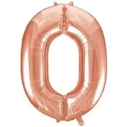 Számos lufi 34" 86cm óriás Rosegold szám, számjegy 0