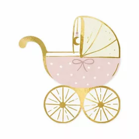 Szalvéta 33x33cm 20db babakocsi, Baby shower, kislány