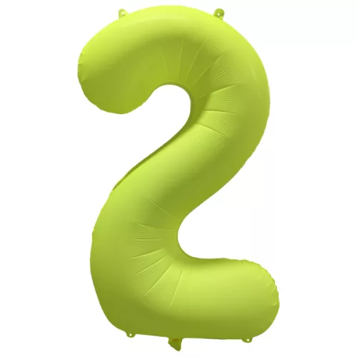 Számos lufi 34" 86cm óriás neon sárga szám, számjegy 2-es, 