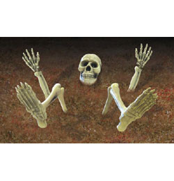 Csontváz dekoráció földbe szúrható, Halloween,