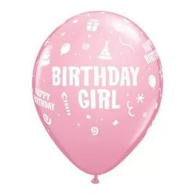 Szülinapi lufi 11" 28cm 6db Birthday Girl, 17921