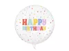 Buborék lufi gömb lufi 24" 60cm, átlátszó, Happy Birthday