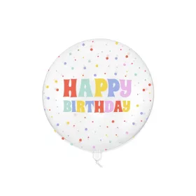   Buborék lufi gömb lufi 24" 60cm, átlátszó, Happy Birthday