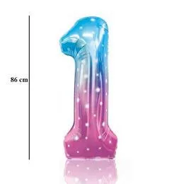 Számos lufi 34" 86cm óriás Starry Sky szám, számjegy 1-es 