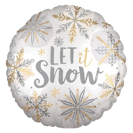 Mikulás. télapó fólia lufi 18" 45cm, Let it Snow, 3860101, héliummal töltve