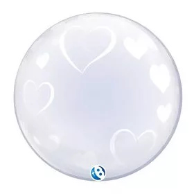   Deco Bubble lufi 24" 61cm krisztálytiszta, átlátszó, szív mintával