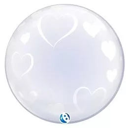 Deco Bubble lufi 24" 61cm krisztálytiszta, átlátszó, szív mintával