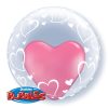 Deco Bubble lufi 24" 61cm krisztálytiszta, átlátszó, szív mintával, Héliummal töltve, 29505