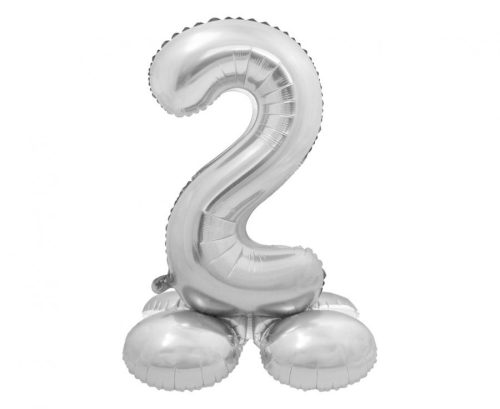 Talpas számos lufi 28" (72cm) fólia szám, számjegy, 2 levegővel tölthető, ezüst