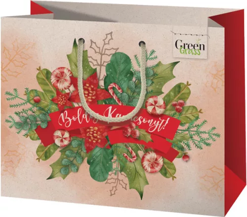 Dísztasak Karácsonyi  - közepes fekvő, Green