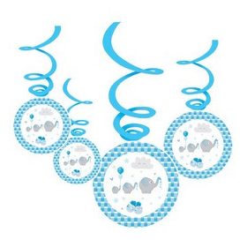 Függő dekoráció, babaszületésre, kék mintával, 29485