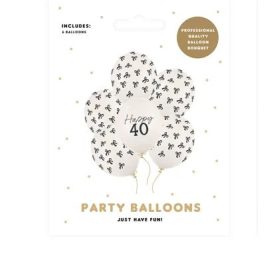   Szám, Számos latex lufi 11" 28cm 6db, 40-es számmal, masni