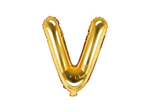 Betű lufi 14" 35cm arany fólia betű, V betű, levegővel tölthető