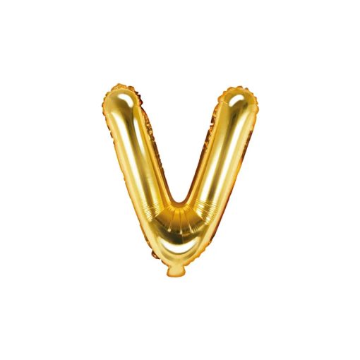 Betű lufi 16" 40cm arany fólia betű, V betű, levegővel tölthető