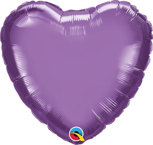 Egyszínű szív fólia lufi 18" 45cm Chrome Purple, lila szív, 