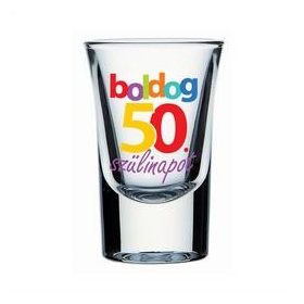 Üvegpohár feles Boldog 50. Szülinapot, 30298
