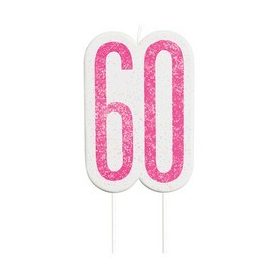 Számgyertya, csillámos, rózsaszín, 60, p83896