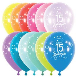 Szám, Számos latex lufi 11" 28cm 6db 15-ös lufi Boldog 15. szülinapot!