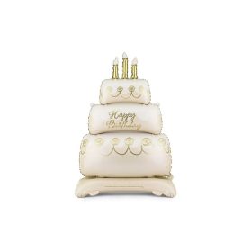   Álló lufi, 70x100cm torta, Happy Birthday, csak levegővel tölthető