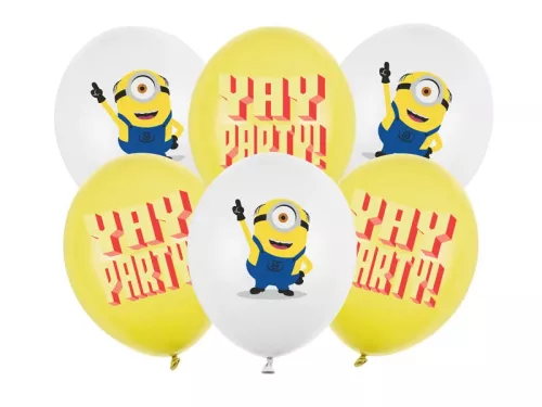 Mintás lufi 11" 28cm Minion, Gru, Minyon 6db