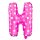 Betű lufi 14" 35cm rózsaszín fólia betű fehér szív mintával, H betű, levegővel tölthető