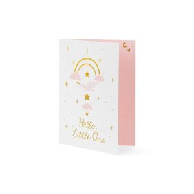 Képeslap függő dekorral, Hello Little One, Rózsaszín