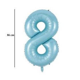 Számos lufi 34" 86cm óriás Világoskék szám 8-as