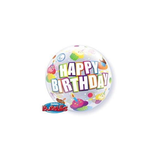 Szülinapi Bubbles lufi 22" 56cm Héliummal töltve Happy Birthday, 30799