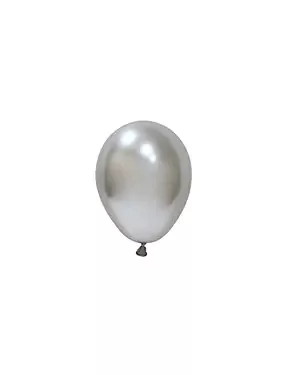 BALONEVI Latex lufi, 5", 13cm, 100db/cs, Chrome Silver, Króm Ezüst