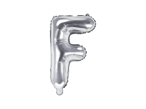 Betű lufi 16" 40cm ezüst fólia betű, F betű, levegővel tölthető