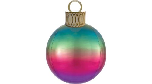 Fólia gömb lufi 20" 50cm Orbz, karácsonyfa gömb, szivárvány, héliummal töltve, 4042401