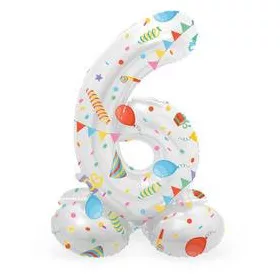   Talpas számos lufi 14" (35cm) fólia szám, számjegy, 6 csak levegővel tölthető, Joyful