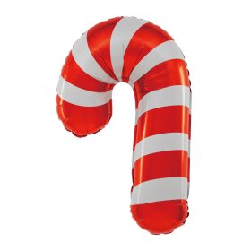   Óriás fólia lufi 29" 74cm nyalóka, cukorka alakú, piros csíkos, candy