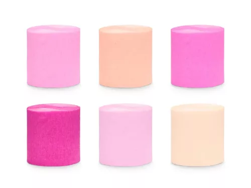 Krepp papír 5cm, 10m 6tek, Rózsaszín mix