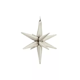   Egyszínű nagy csillag fólia lufi 3D 27,5" 70 cm krém csillag, csak levegővel tölthető