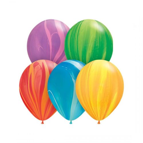 Mintás latex lufi 11" 28cm 10db Rainbow SuperAgate