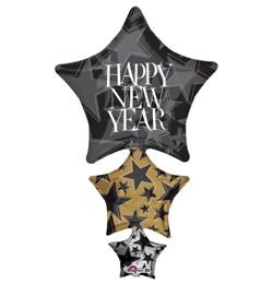 Óriás fólia lufi 42" 107cm Happy New Year szilveszteri lufi