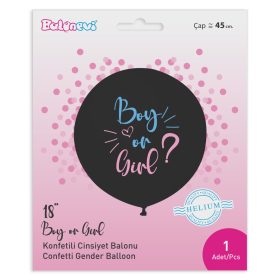   BALONEVI Latex lufi, 18" 45cm, Boy or Girl, Rózsaszín konfettivel