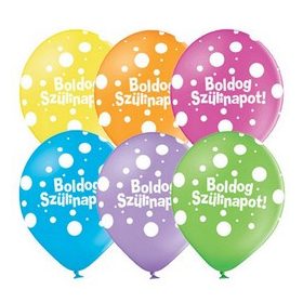   Szülinapi latex lufi 11" 28cm 6db Boldog szülinapot! vegyes