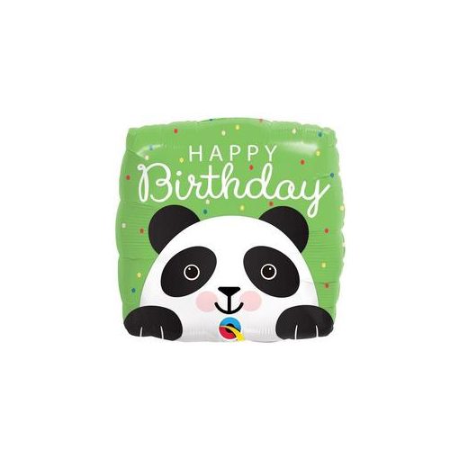 Fólia lufi 18" 46cm Happy Birthday panda, 87995, héliummal töltve