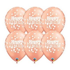   Szülinapi latex lufi 11" 28cm 6db Happy Birthday, 17567