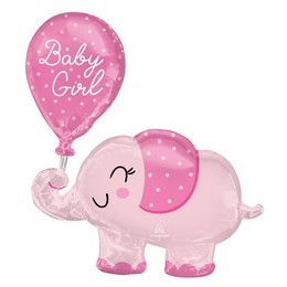 Óriás fólia lufi 31"  78 cm Baby girl, rózsaszín elefánt, n4312475, héliummal töltve