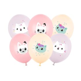   Mintás latex lufi 11" 28cm 6db Gabby's Dollhouse, Gabi babaháza