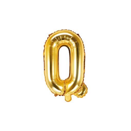 Betű lufi 16" 40cm arany fólia betű, Q betű, levegővel tölthető
