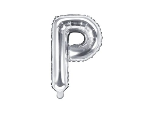 Betű lufi 14" 35cm ezüst fólia betű, P betű, levegővel tölthető