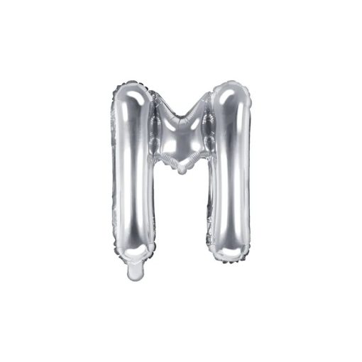 Betű lufi 16" 40cm ezüst fólia betű, M betű, levegővel tölthető