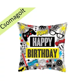   Szülinapi lufi 18" 45cm Happy Birthday, kontroller, Gamer