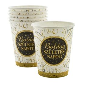   Papírpohár elegáns 2,5dl, 6db, Boldog születésnapot, PTFUN007
