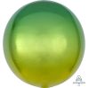 Fólia gömb lufi 16" 40cm  Orbz, Ombre, sárga-zöld, kód:4, héliummal töltve
