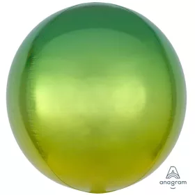 Gömb lufi 16" 40cm  Orbz, Ombre, sárga-zöld, kód:4